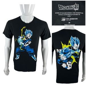 Dragon Ball Super Mens Medium Black Shirt Goku Vegeta Double Sided Gogeta Fusion